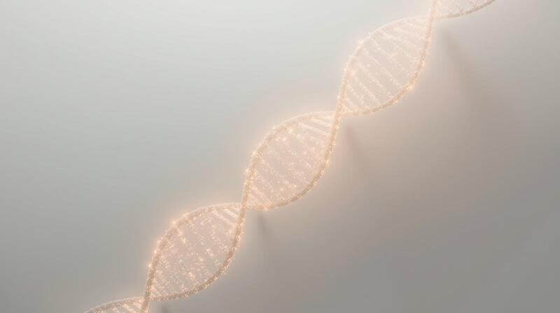 Glowing digital DNA strand representing artificial intelligence and biotechnology innovation in drug discovery