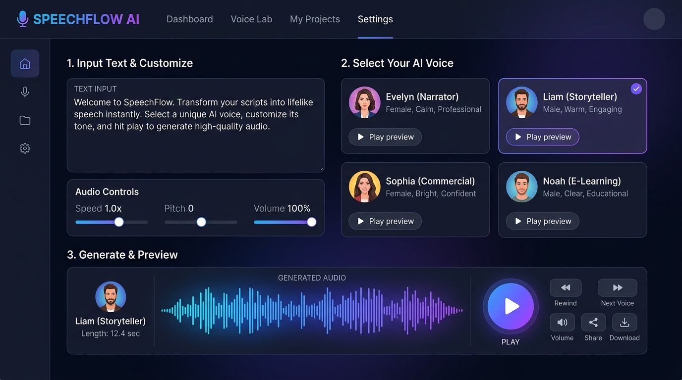 AI voice generator interface