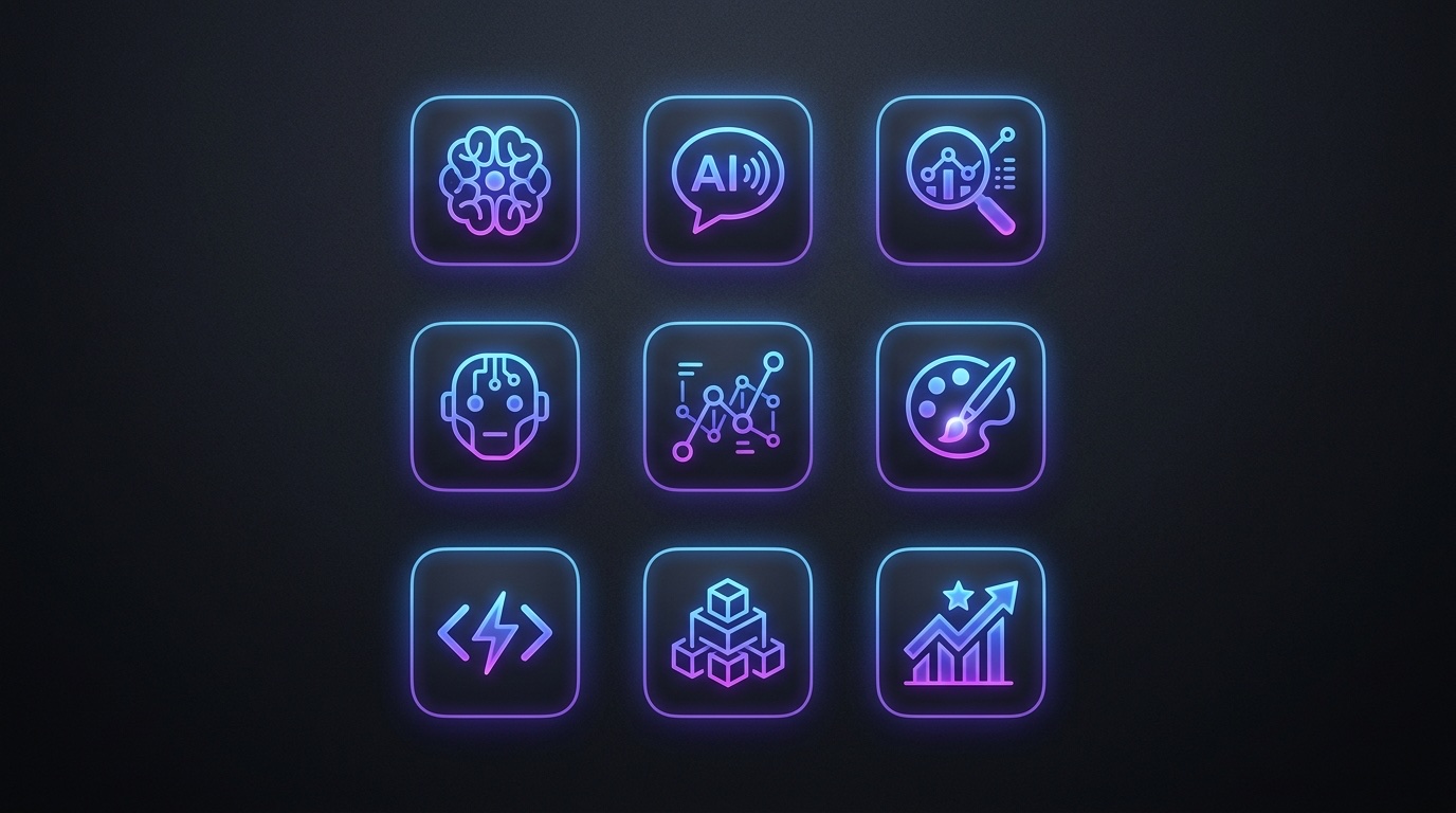 Grid of AI tool icons